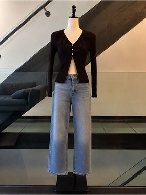 Commense Fitted Split Knit Cardigan